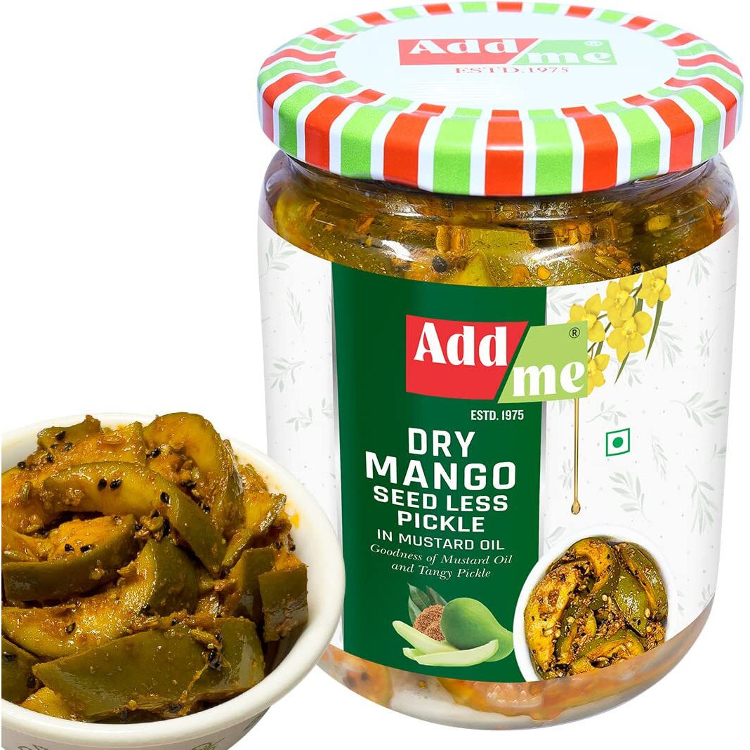 Add Me aam ka sukha achar bina guthli wala 500g | Seed Less Dry Mango Pickle in Mustard Oil 500gm Glass Pack