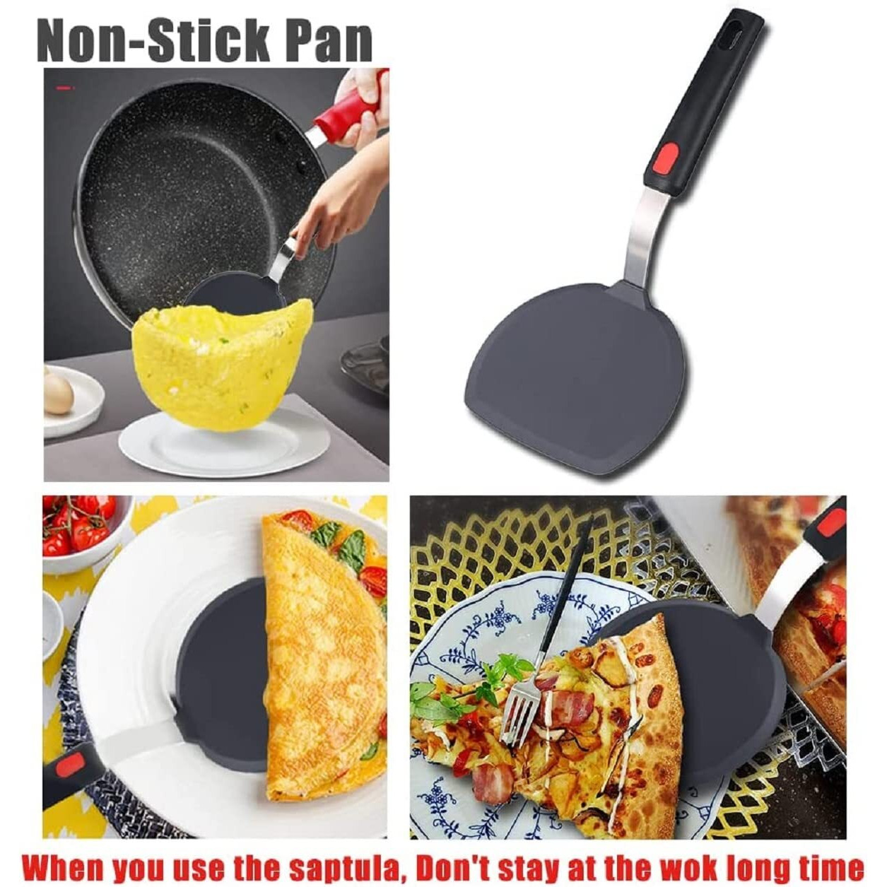 TASKHOUSE Silicone Turner Spatula Set Heat Resistant Cooking Nonstick Kitchen Utensils for Flipping Egg Fish Pancake Burger Cookie Omelet Burgers Crepes Pack of 1