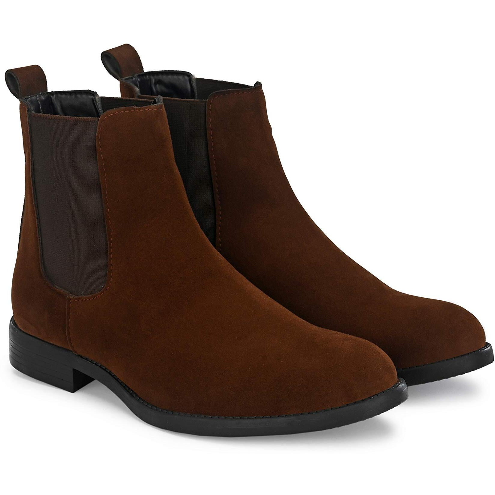 HiREL's Men's Suede & PU Outdoor Chelsea Boots (Brown, numeric_7)