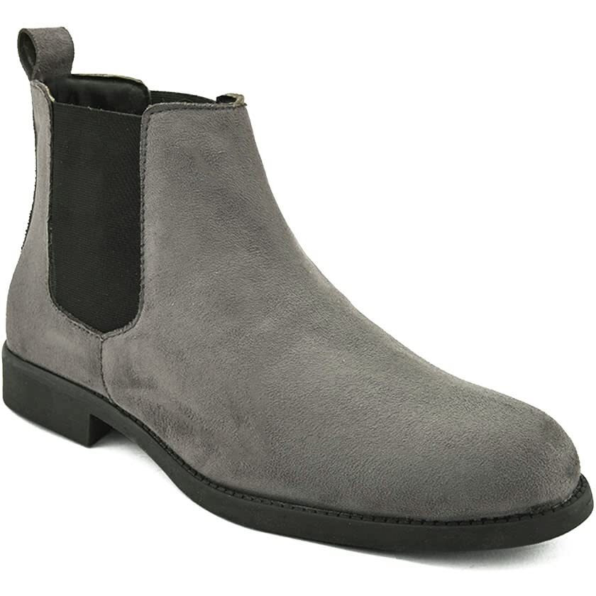 HiREL's Men's Suede & PU Outdoor Chelsea Boots (Grey, numeric_7)
