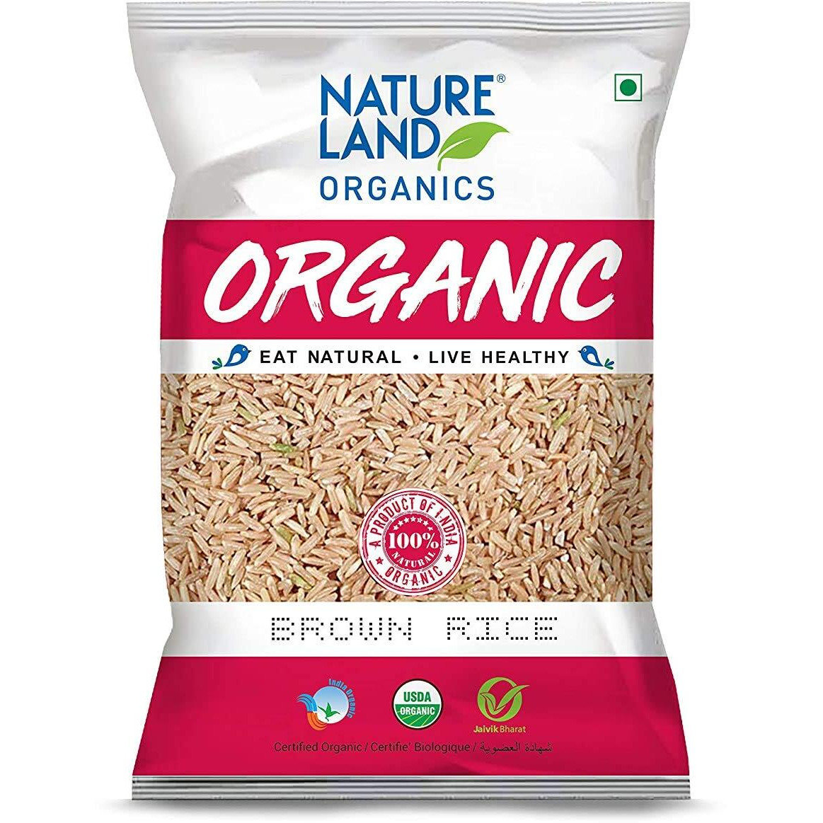 Natureland Organics Brown Rice Premium 1 Kg - Organic Healthy Rice