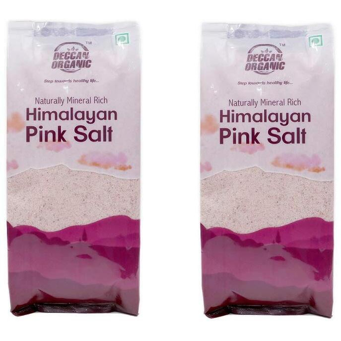 Deccan Organic Himalayan Pink Salt 1 kg (Pack of 2) Pouch, 2 x 1000 gm