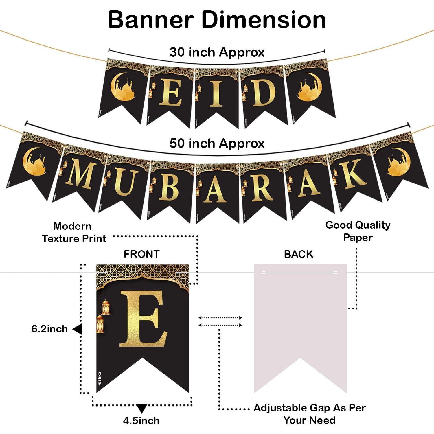 Festiko Ramadan Party Decorations for Home Ramadan Kareem Banner for Eid Mubarak Decor (BANNER-01)