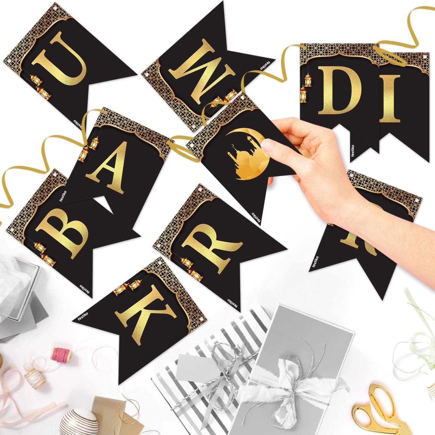 Festiko Ramadan Party Decorations for Home Ramadan Kareem Banner for Eid Mubarak Decor (BANNER-01)