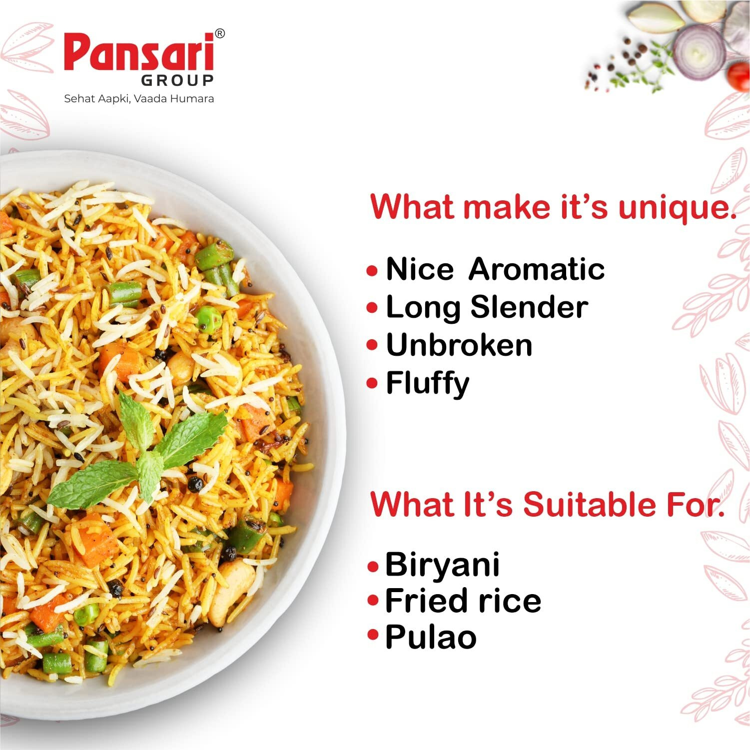 Pansari Signature Basmati rice 5Kg, Great Taste and Mesmerizing Aroma | Extra Long Grain, Naturally Aged(2-Years) with Fortified | Basmati Rice, Biryani Rice, Pulao Rice