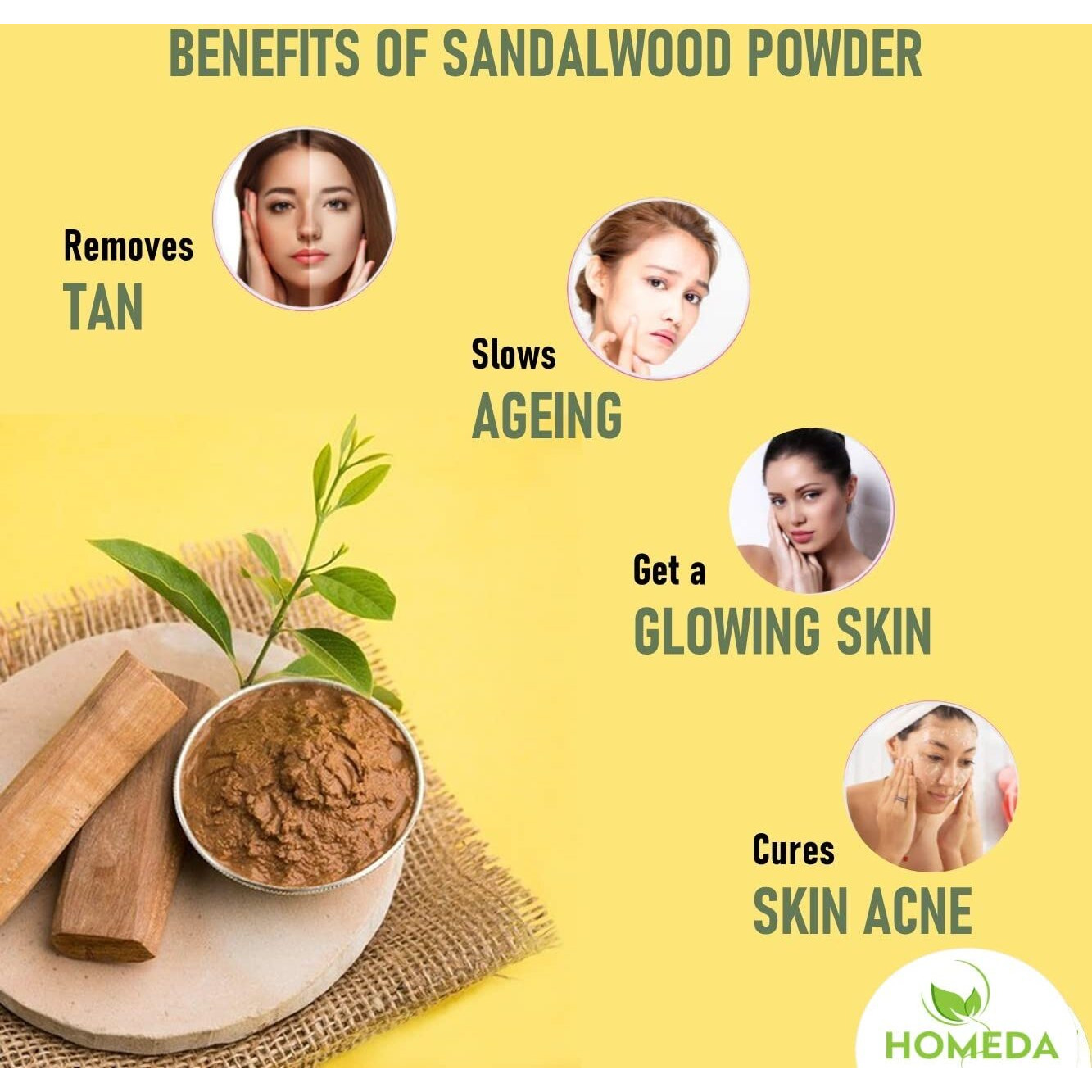 Homeda Pure Sandalwood and Kasturi Haldi Powder (50 grams each, 100g) for Face Pack, Skin - Wild Turmeric, Kasturi Manjal, Amba Haldi, Chandan Original, Sandlewood, Chandanam