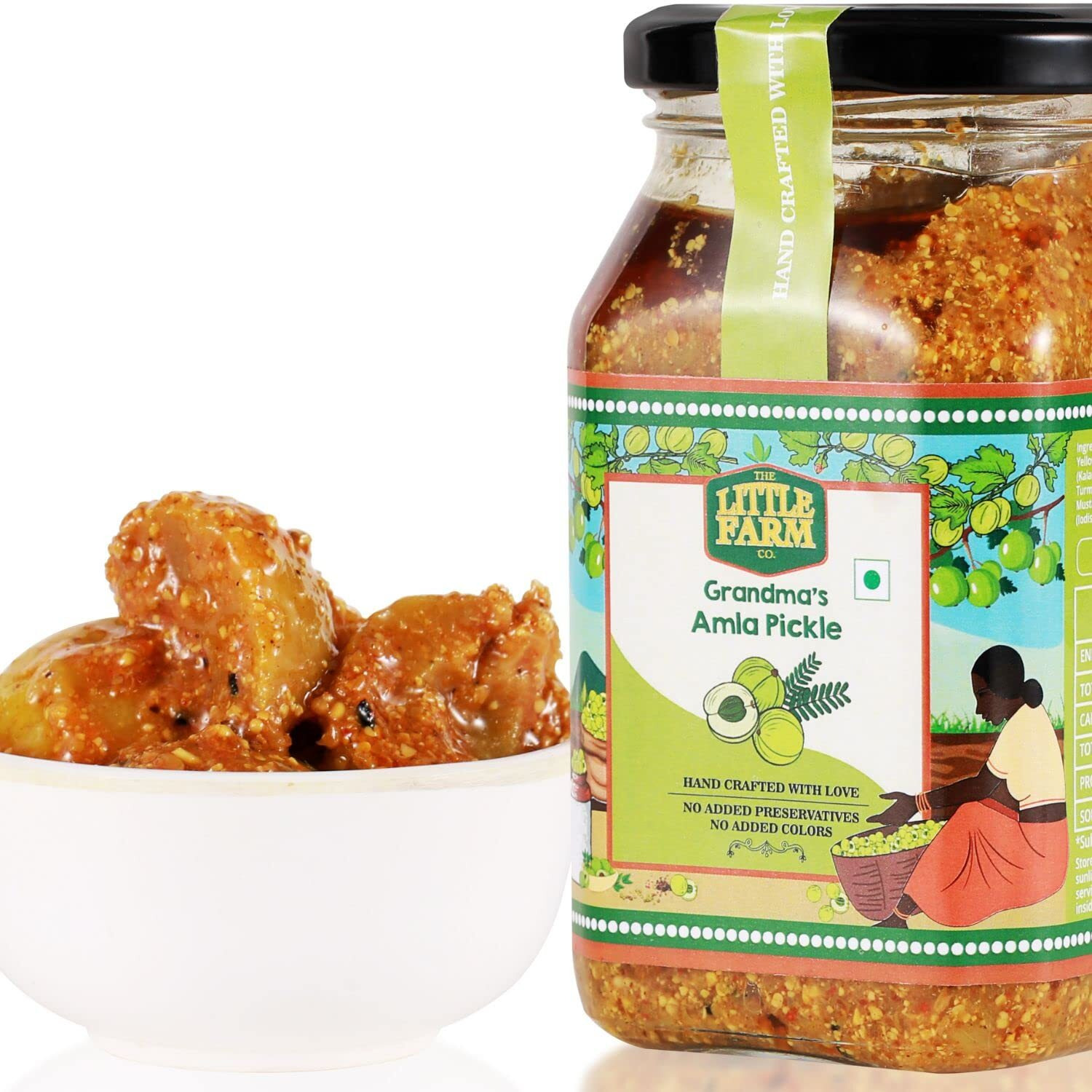THE LITTLE FARM CO Amla Pickle - Awla ka Achar | Less Oil Mustard Base Homemade Gooseberry Pickles with masala | No Added Preservatives, No Artificial Flavours | Traditional Recipe, 400g