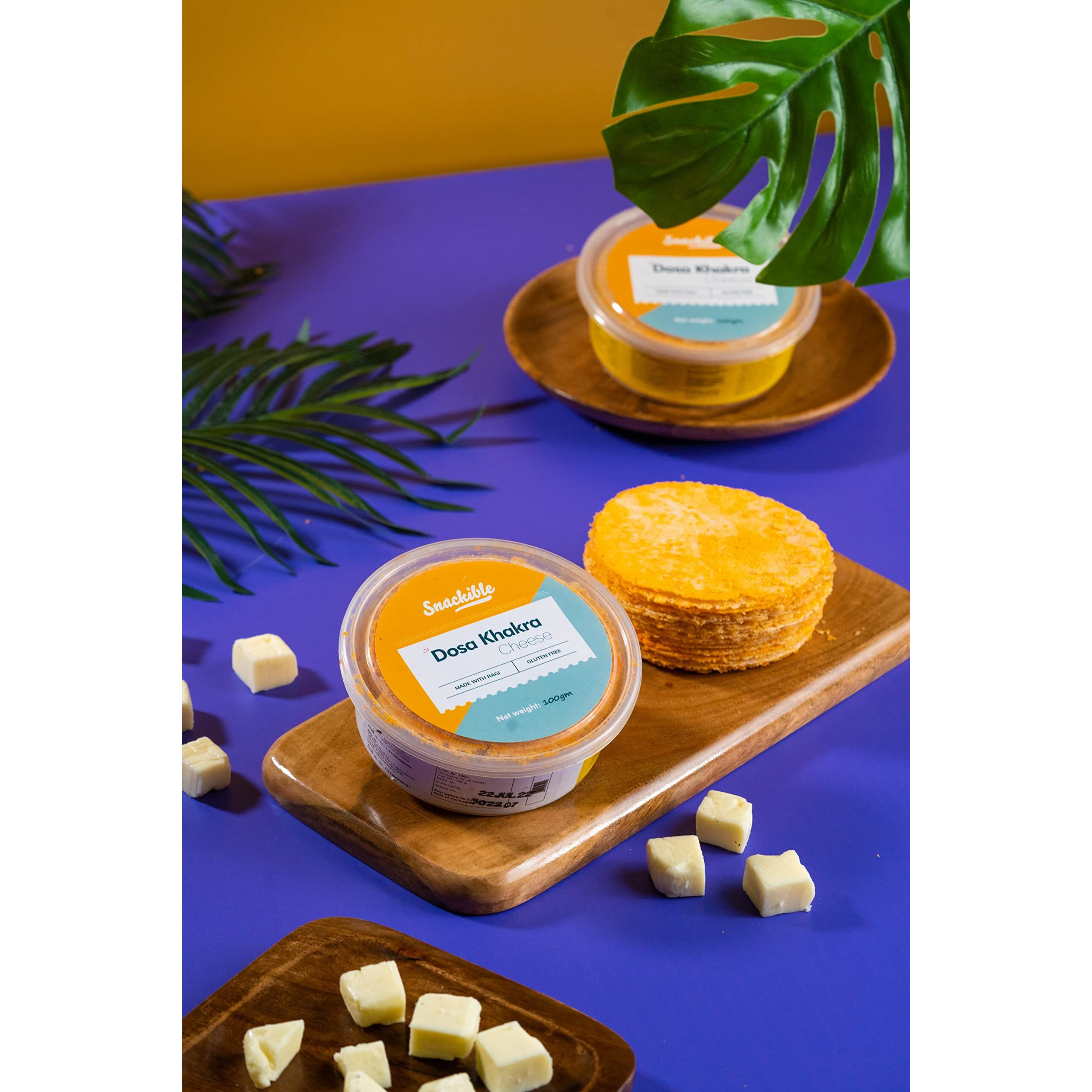 Snackible Cheese Dosa Khakra (Pack of 3) 3x100gm | Healthy Snack | Made with Ragi | Gluten Free | Source of Protein | No Preservatives