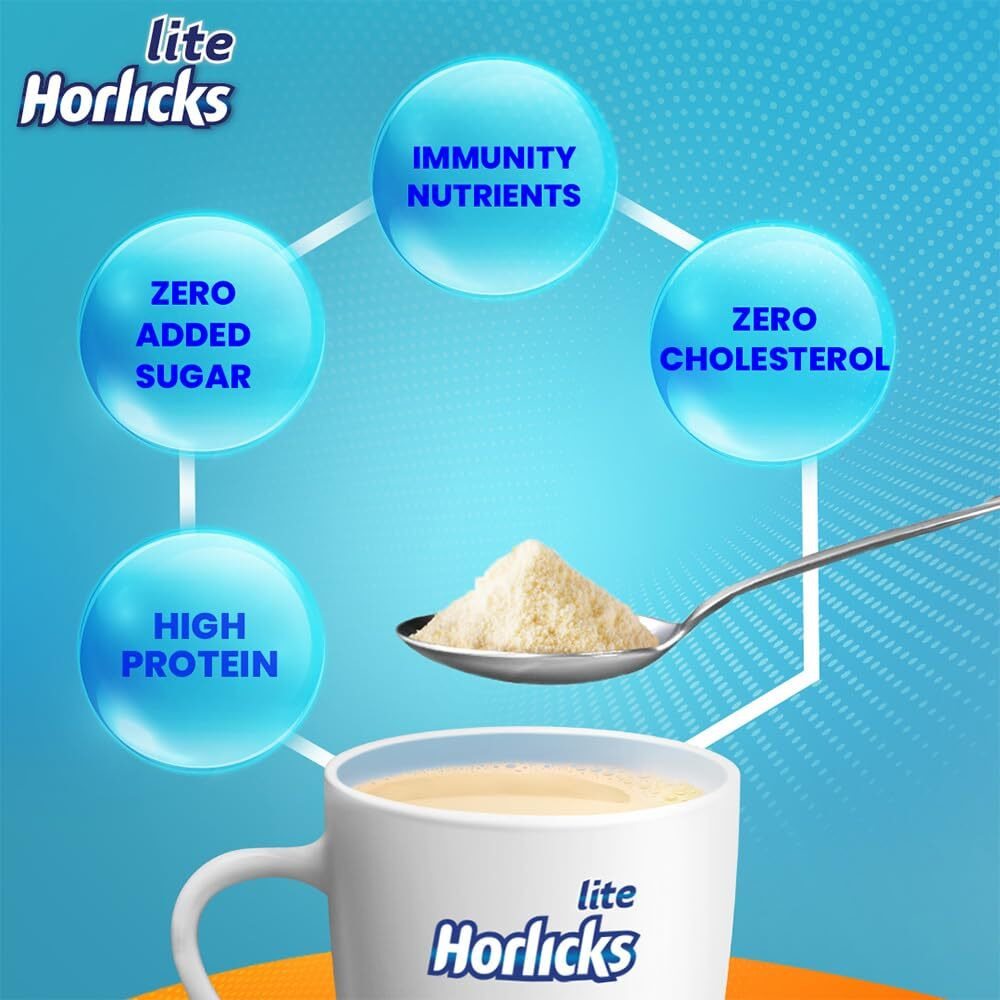 Horlicks Lite 400g/420g/450g, Scientifically designed for Adults |High Protein, Zero added sugar|Badam Flavour