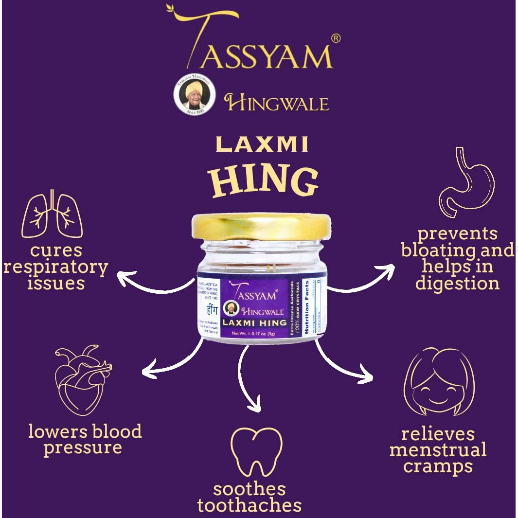 Tassyam Organics Hingwale Laxmi Raw Hing Crystals 5g Bottle | Gluten Free & Vegan 100% Pure & Natural Perungayam Inguva