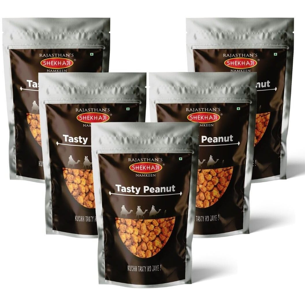 Shekhaji Tasty Spicy Coated Peanuts, 1kg | Crunchy Healthy Masala Coated Peanuts | Perfect Tea Snacks | Combo Pack of 5, 200Gm Each)