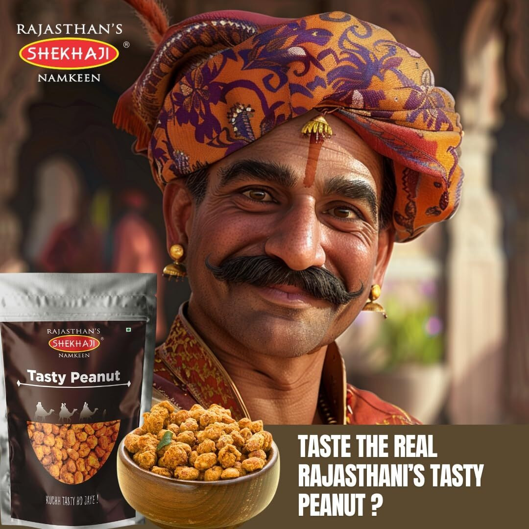 Shekhaji Tasty Spicy Coated Peanuts, 1kg | Crunchy Healthy Masala Coated Peanuts | Perfect Tea Snacks | Combo Pack of 5, 200Gm Each)