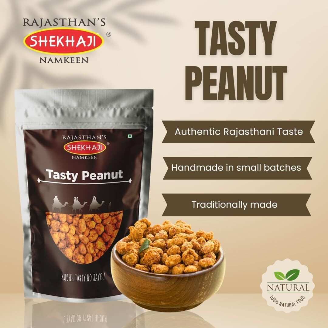 Shekhaji Tasty Spicy Coated Peanuts, 1kg | Crunchy Healthy Masala Coated Peanuts | Perfect Tea Snacks | Combo Pack of 5, 200Gm Each)