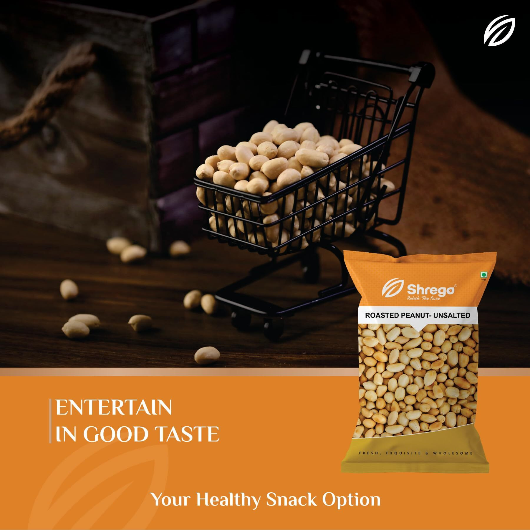 SHREGO Roasted Unsalted Peanuts, Vacuum Packed 1Kg [HoReCa Value Pack | Grade A Peanuts | Roasted NOT Fried | Rich in Protein & Fibre | Groundnut | Healthy Snack | Singdana | Skin Removed | Fresh | No Artificial Flavour ] (UNSALTED, 1 KG)