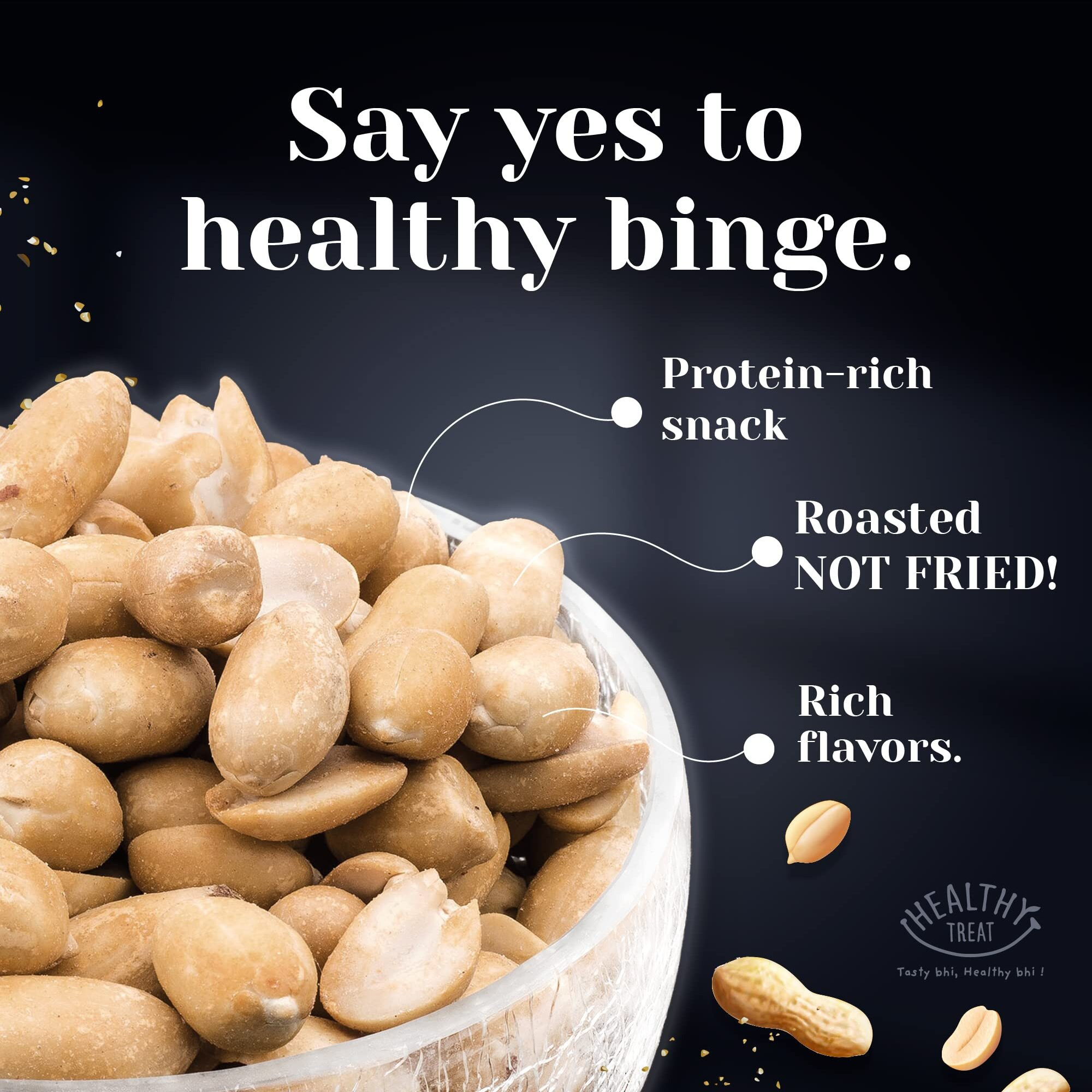 Healthy Treat Roasted Peanuts - Salted 2 kg (Pack of 10-200 gm Each)