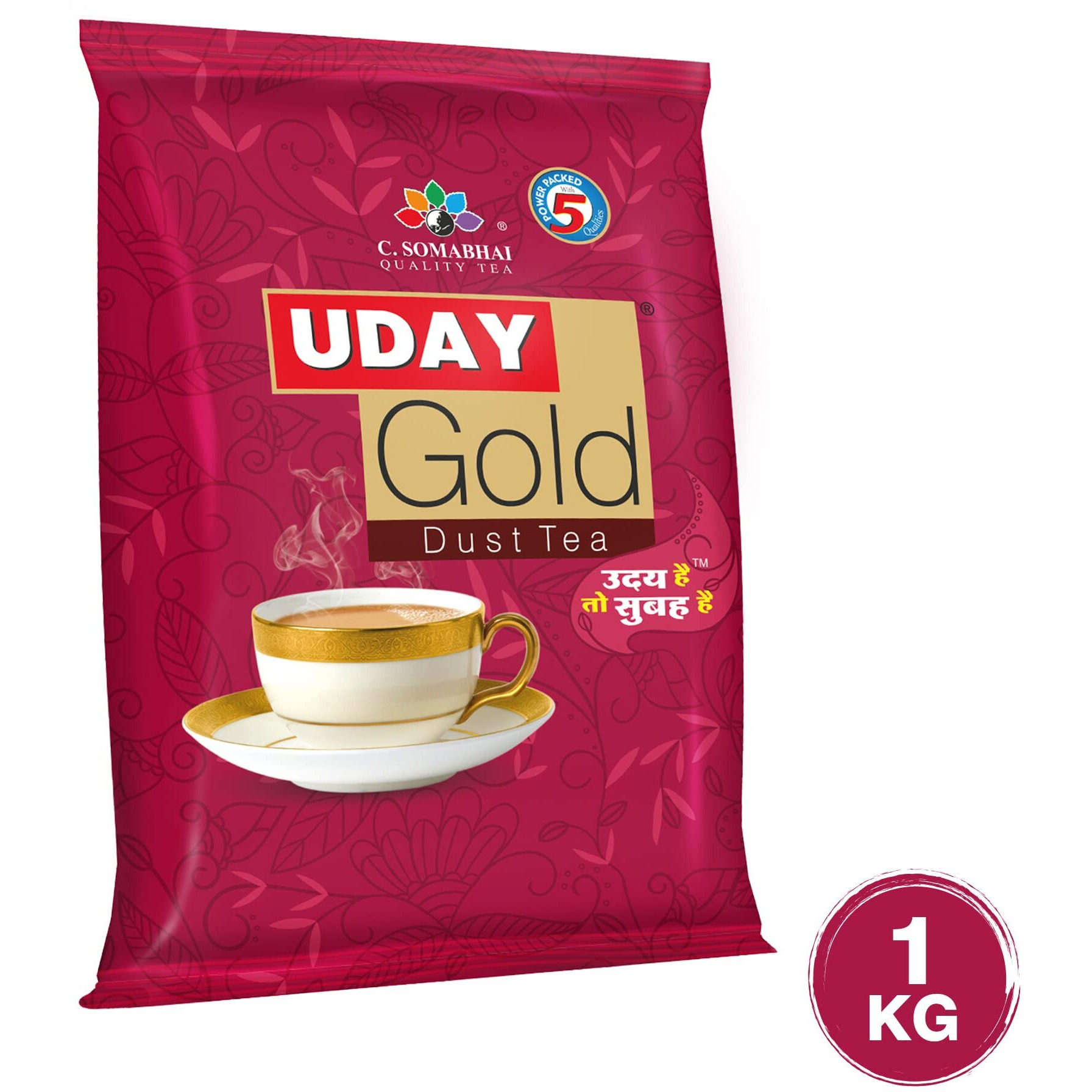 C. SOMABHAIs Uday Gold CTC Dust Tea - 1kg, Unique Blend of Assam and Dooars CTC Black Tea Powder - Kadak, Aromatic & Strong Chai patti