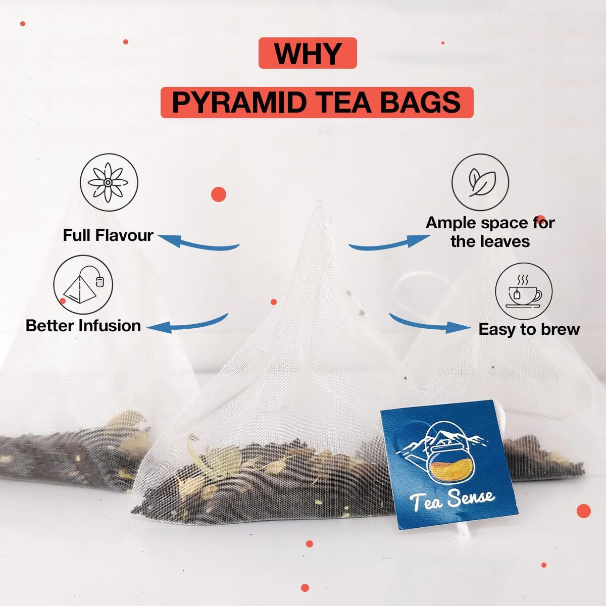 Tea Sense Royal Masala Chai | 15 Pc Pyramid Tea Bags | Kadak Flavor | CTC Tea, Ginger, Cardamom, Clove, Cinnamon, Black Pepper, Star Anise