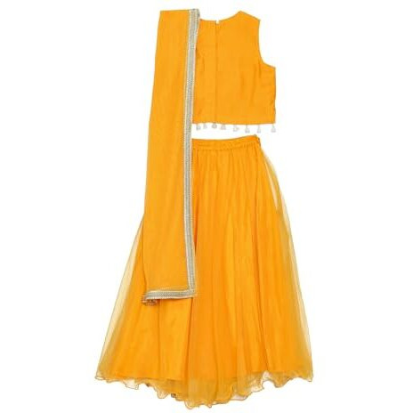 BIBA Girls SOLID STRAIGHT KID(KWWHITE BLOOMS5966_YELLOW_7)