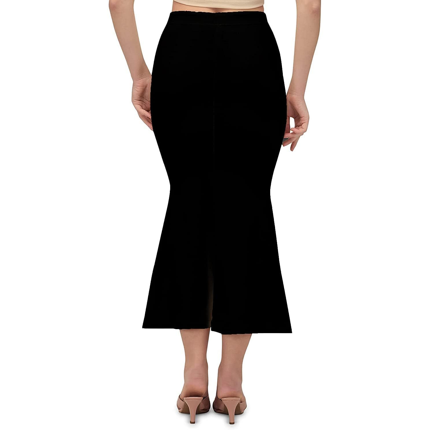 Bureaucrat Saree Shapewear Petticoat for Women Cotton Blended Lycra Shaper Peticoat with Elastic & Lace (naada) Long Under Skirt Shape wear Dress Satin Sari Beige Fishcut Wrinkle Free (XL, Black)