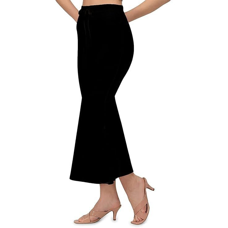 Bureaucrat Saree Shapewear Petticoat for Women Cotton Blended Lycra Shaper Peticoat with Elastic & Lace (naada) Long Under Skirt Shape wear Dress Satin Sari Beige Fishcut Wrinkle Free (XL, Black)