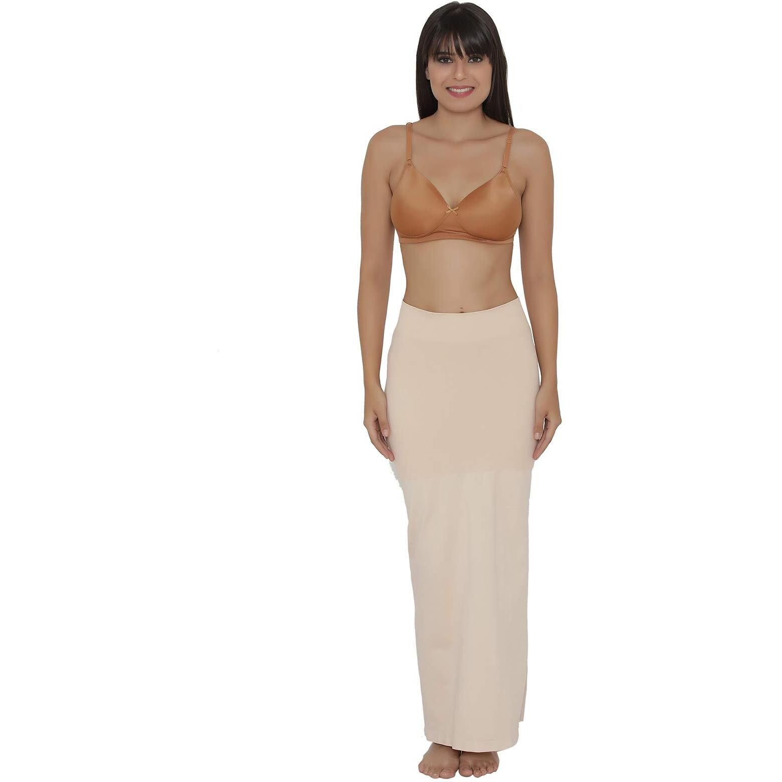 Clovia Womens Petticoat Style Saree Shapewear with Side Slit (SW0023P24_Skin_L)