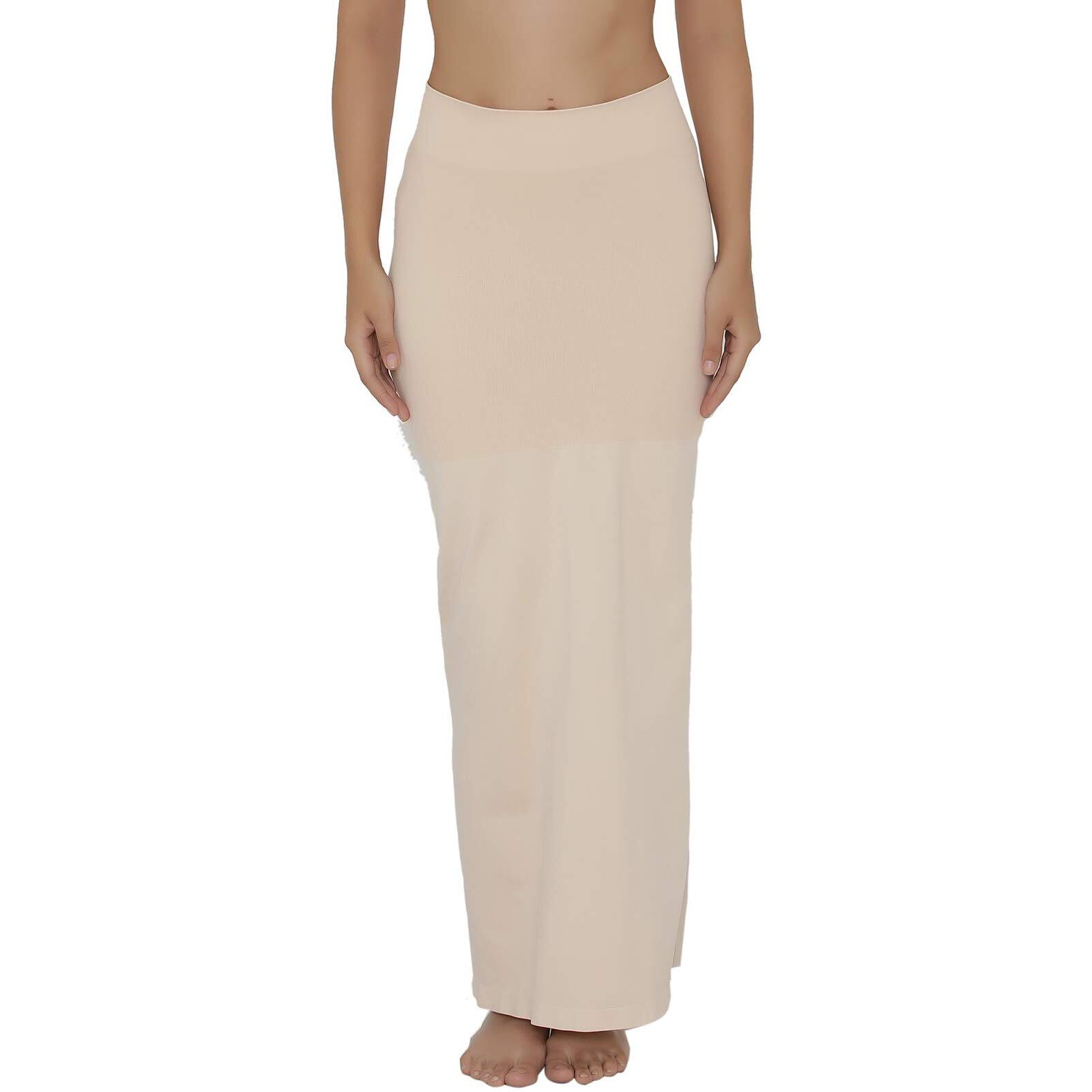 Clovia Womens Petticoat Style Saree Shapewear with Side Slit (SW0023P24_Skin_L)