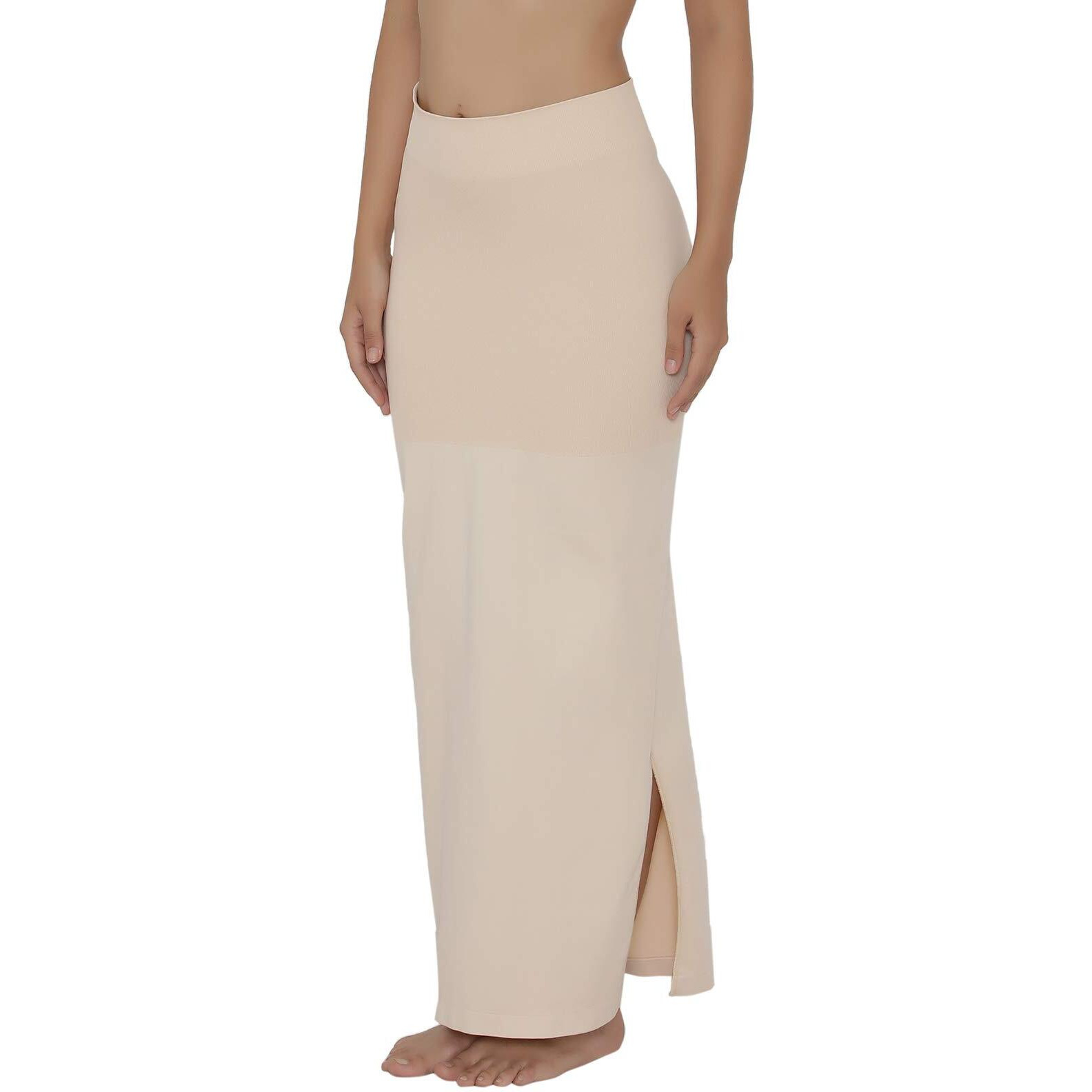 Clovia Womens Petticoat Style Saree Shapewear with Side Slit (SW0023P24_Skin_L)