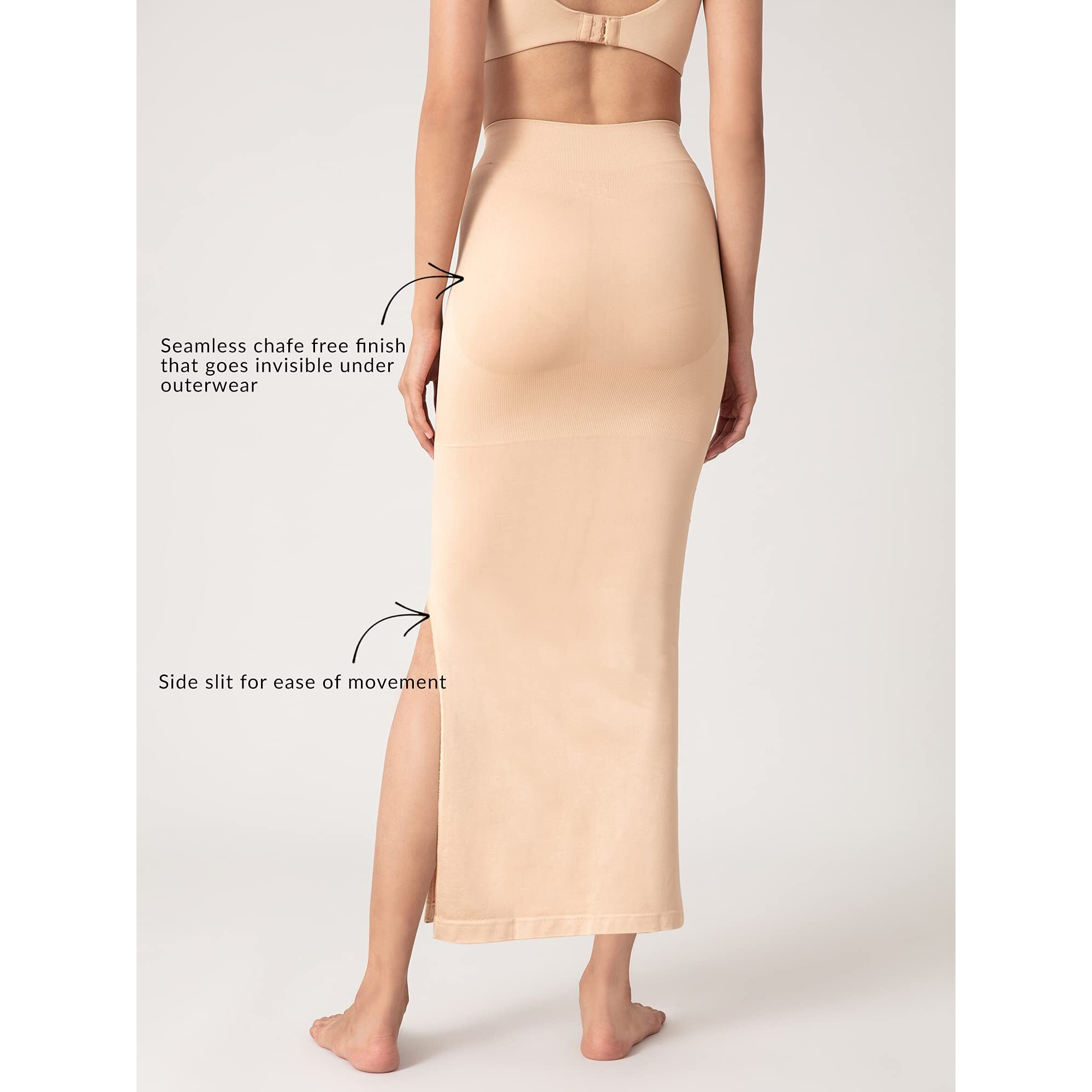 NYKD Seamless Spandex Saree Shapewear for Women Petticoat/Peticote Saree Shapewear, NYSH01, Skin(Cuban Sand), S, 1N