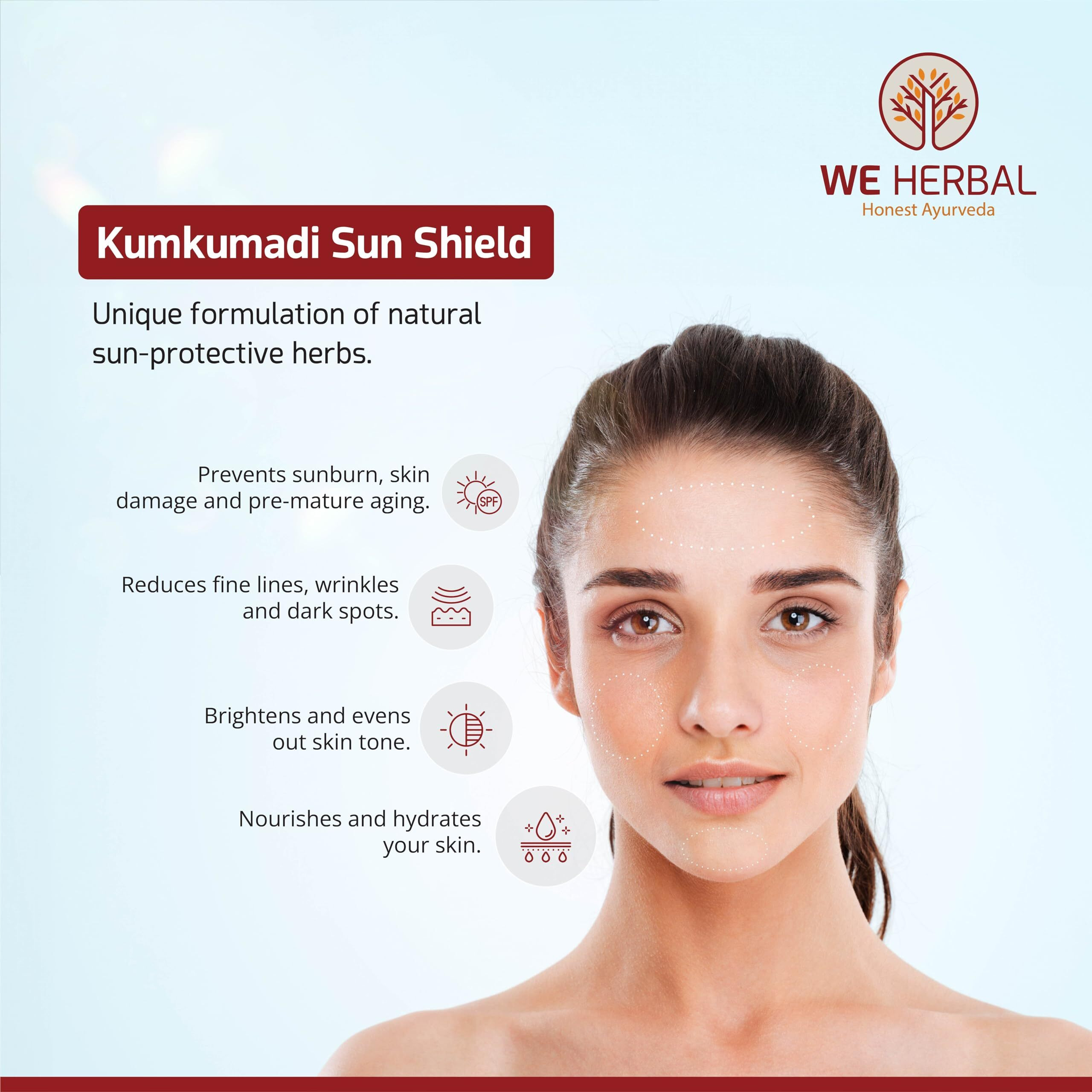 WE HERBAL Kumkumadi Sun Shield | Kumkumadi Sunscreen For Hydrating Skin & Prevents Tanning, 100gms