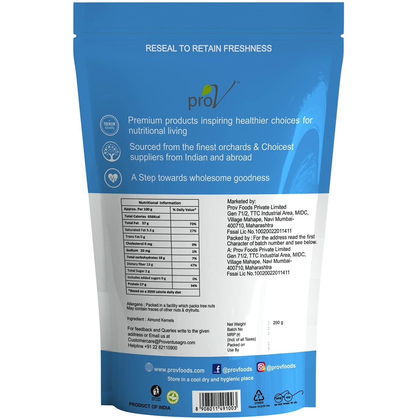 ProV Premium - Almonds 250 gm