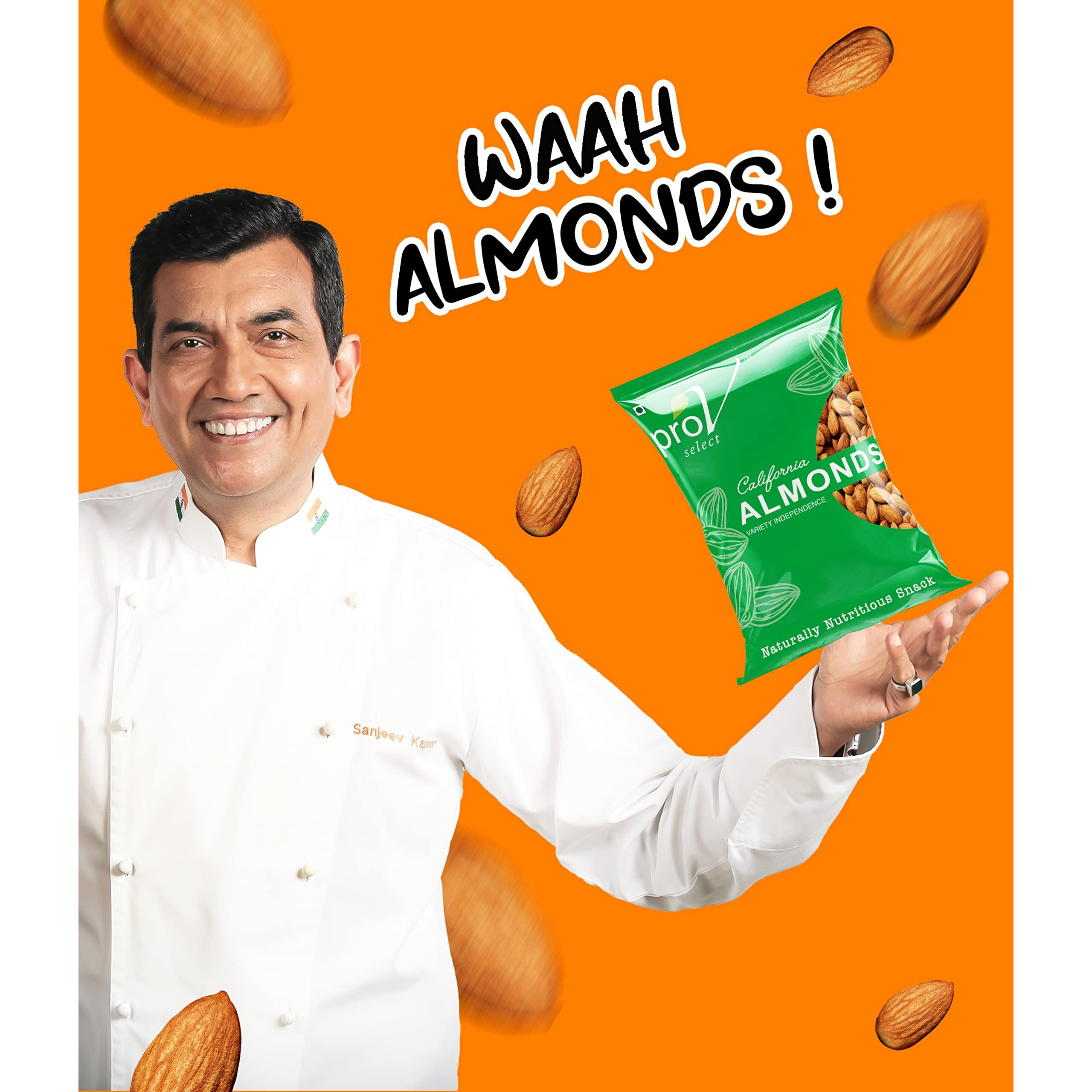 ProV Select - Almond Independence 1Kg| Dry Fruits- California Badam | Value Pack| Rich Source of Protein & High Energy | Crunchy, Healthy & Tasty Nuts | High In Fiber | Chef Sanjeev Kapoors Choice Brand