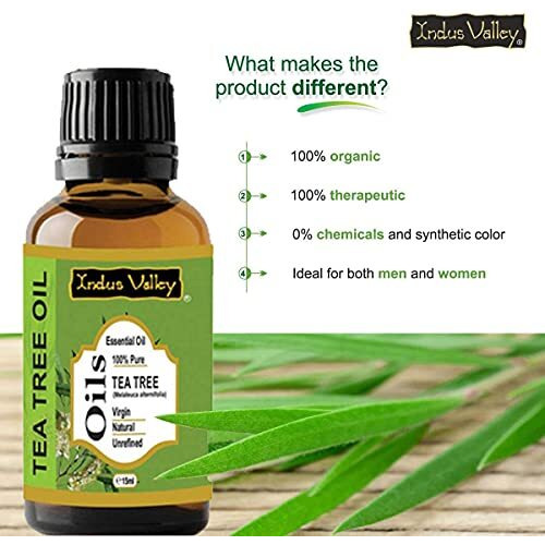 Indus valley 100% pure and natural tea tree essential oil for hair & face care(15ml)