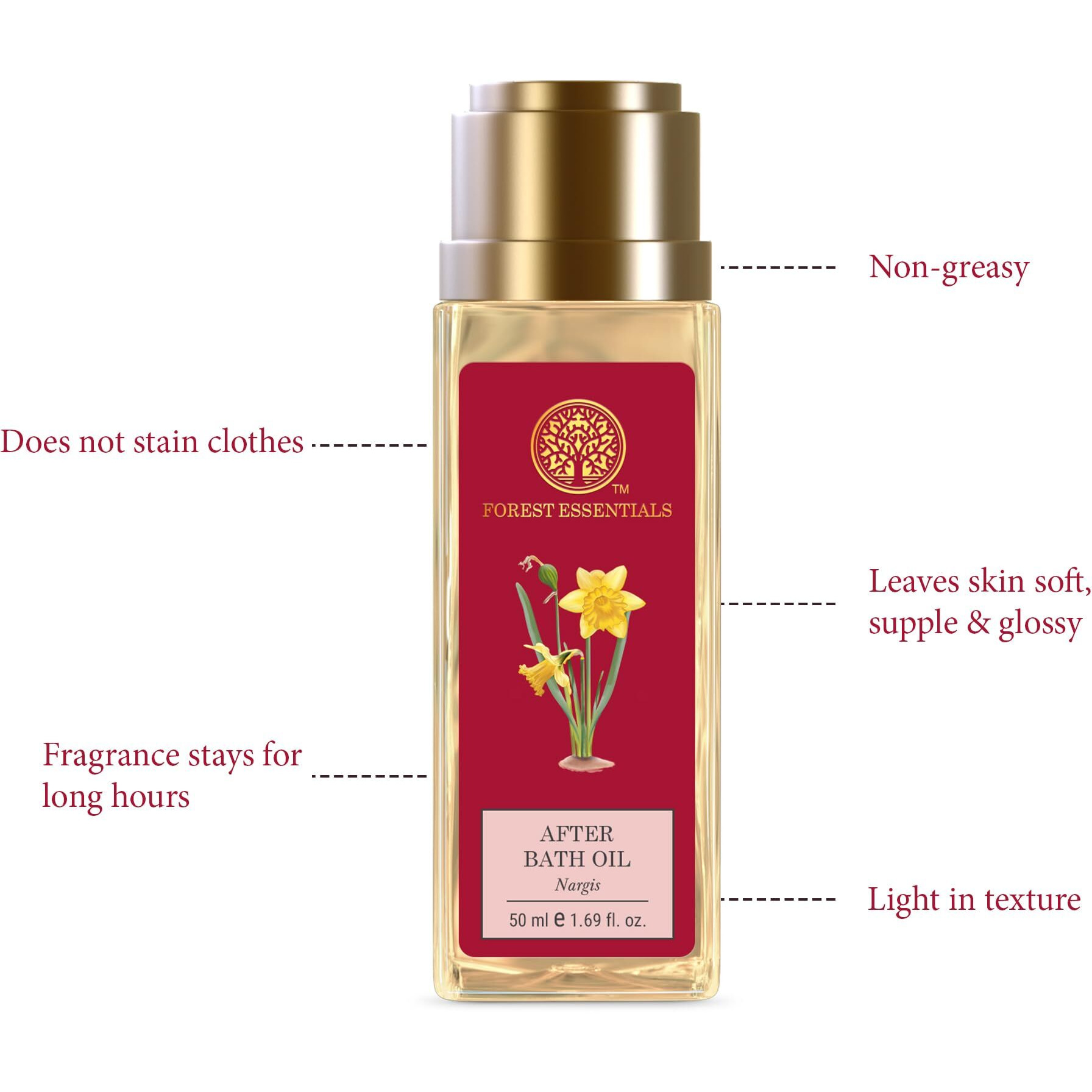Forest Essentials After Bath Oil Nargis | Ayurvedic Scented Natural After Shower Oil | For Nourished & Moisturised Skin