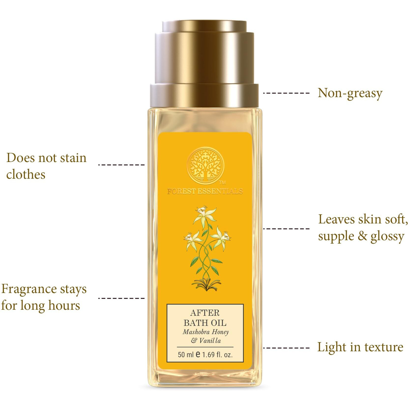 Forest Essentials After Bath Oil Mashobra Honey & Vanilla | Ayurvedic Scented Natural After Shower Oil | For Nourished & Moisturised Skin
