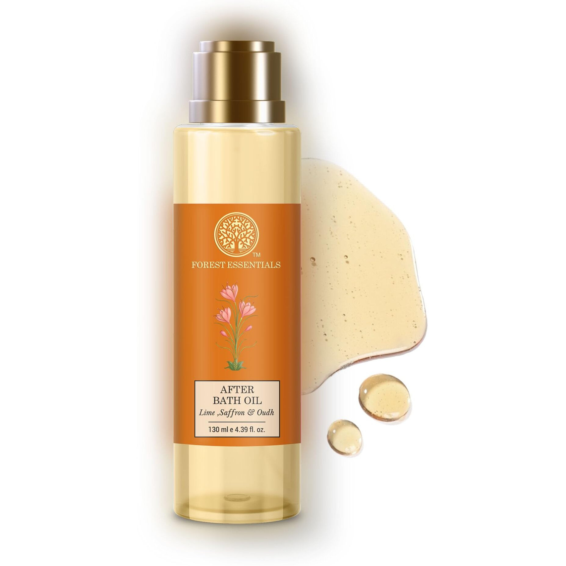 Forest Essentials After Bath Oil Lime Saffron Oudh | Ayurvedic Scented Natural After Shower Oil | For Nourished & Moisturised Skin