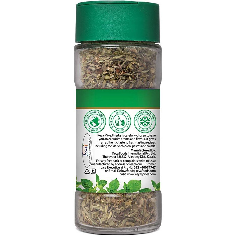 Keya Premium Herbs Combo Oregano 15gm | Mixed Herbs 25gm | Glass Bottle | Pack of 2