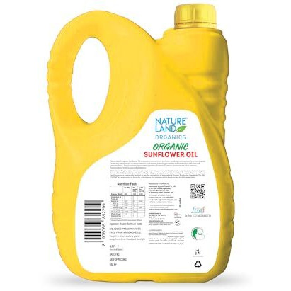 Natureland Organics Sunflower Oil 5 Ltr - Cold Pressed