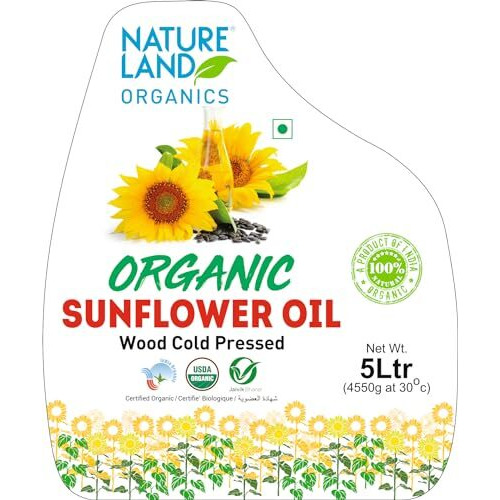 Natureland Organics Sunflower Oil 5 Ltr - Cold Pressed