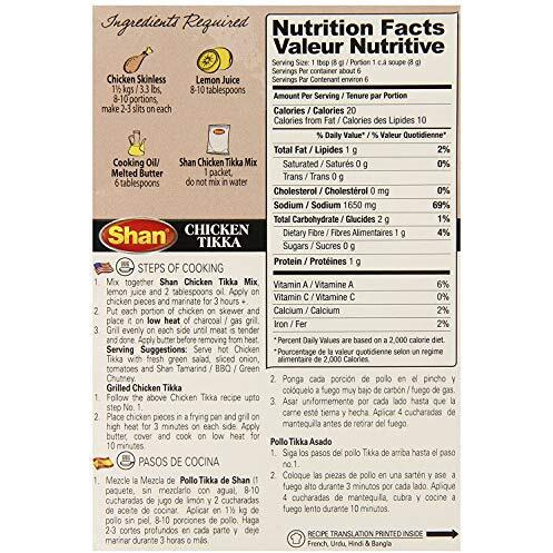 Shan Chicken Tikka Recipe and Seasoning Mix, 6 X 50 g