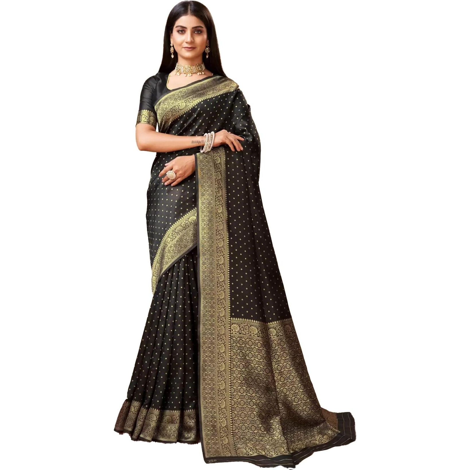 Sugathari Womens Banarasi Saree Pure Kanjivaram Silk Saree Soft new ladies 2023 Design Wear Pattu Sarees Latest Cotton Party Sari collections With Blouse Piece for Wedding sadi (SAM PARI 113 BLACK)