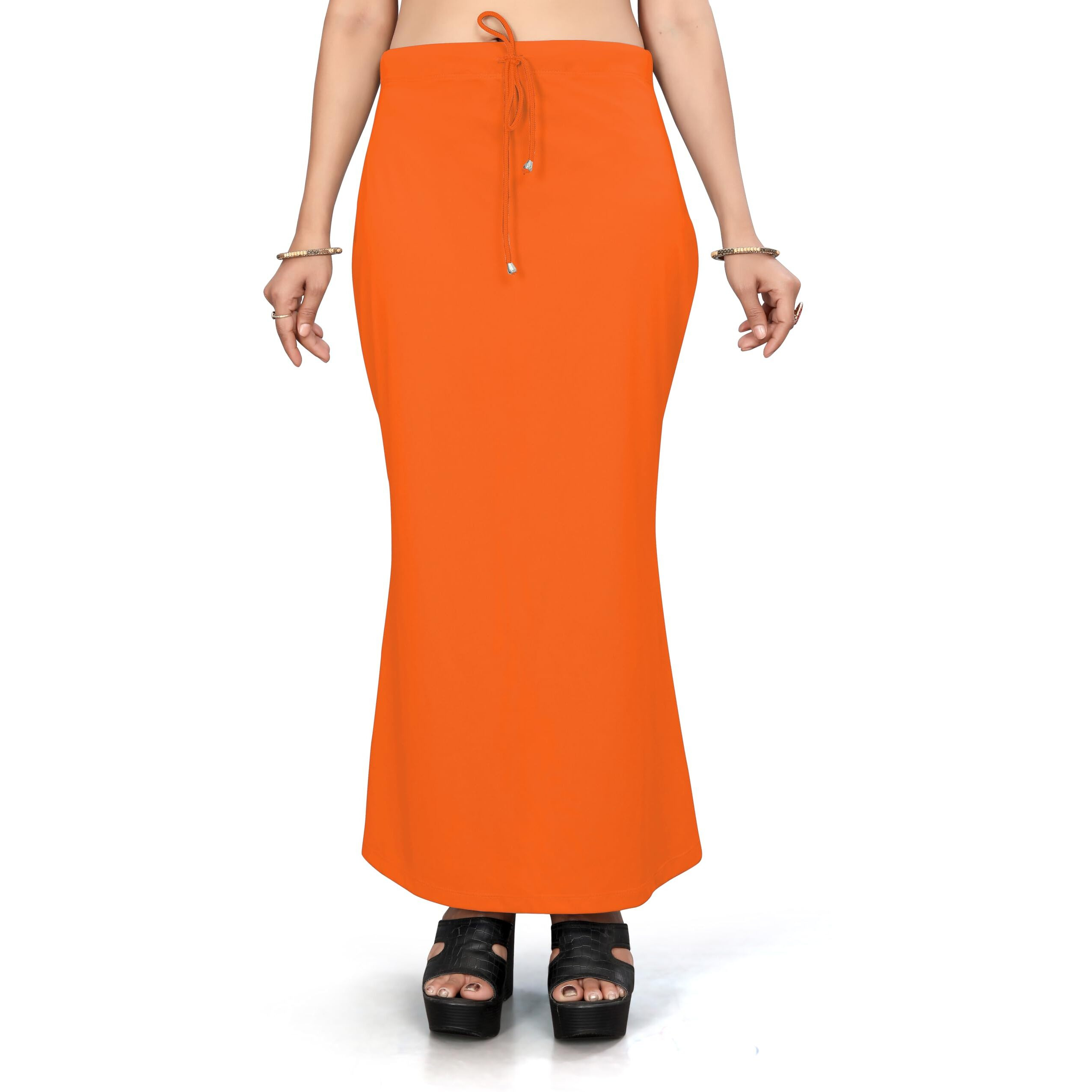 Yashika Present Lycra Saree Shapewear Petticoat for Women||Straight Fit Petticoat Saree Silhouette Shape Wear Dress for Saree|| AZ-YS-OG-Shaper Orange-M