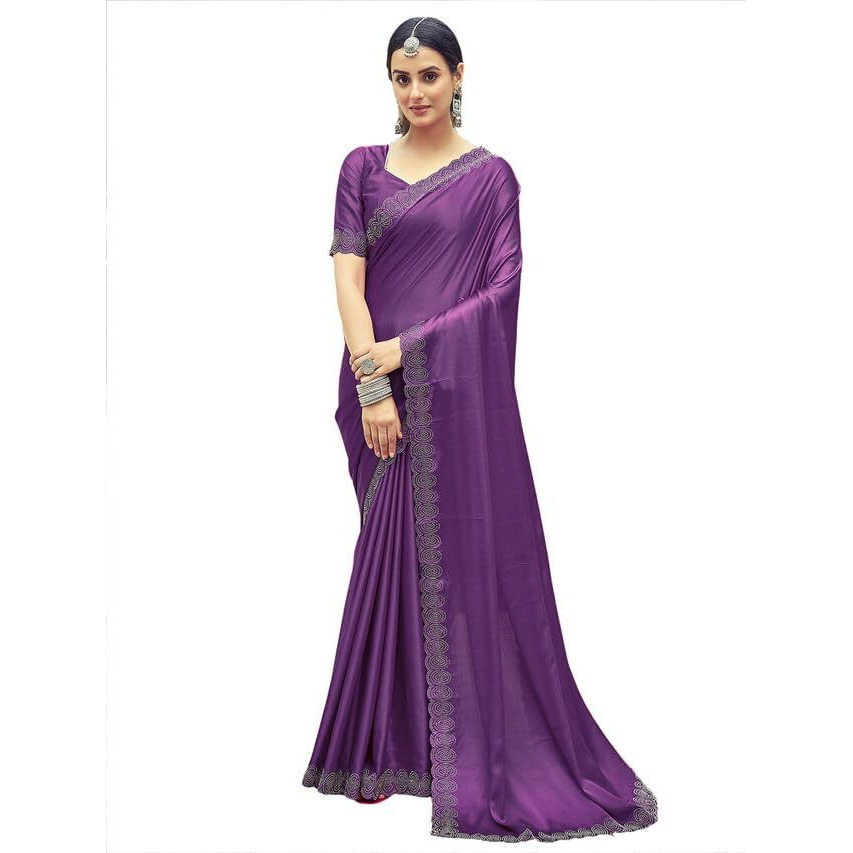 Satrani Womens Silk Saree (3431S284N_Dark Purple)