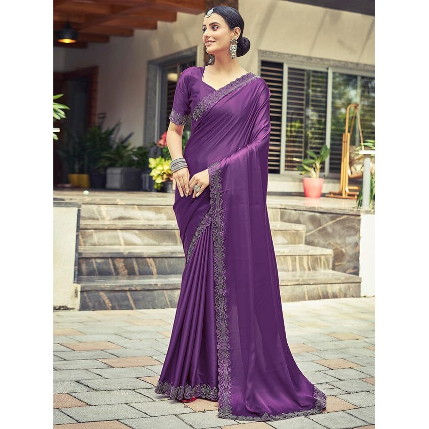 Satrani Womens Silk Saree (3431S284N_Dark Purple)