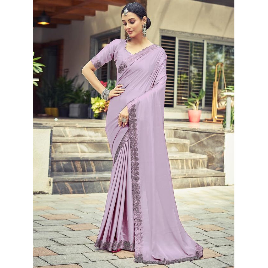 Satrani Womens Silk Saree (3431S283N_Lavender)