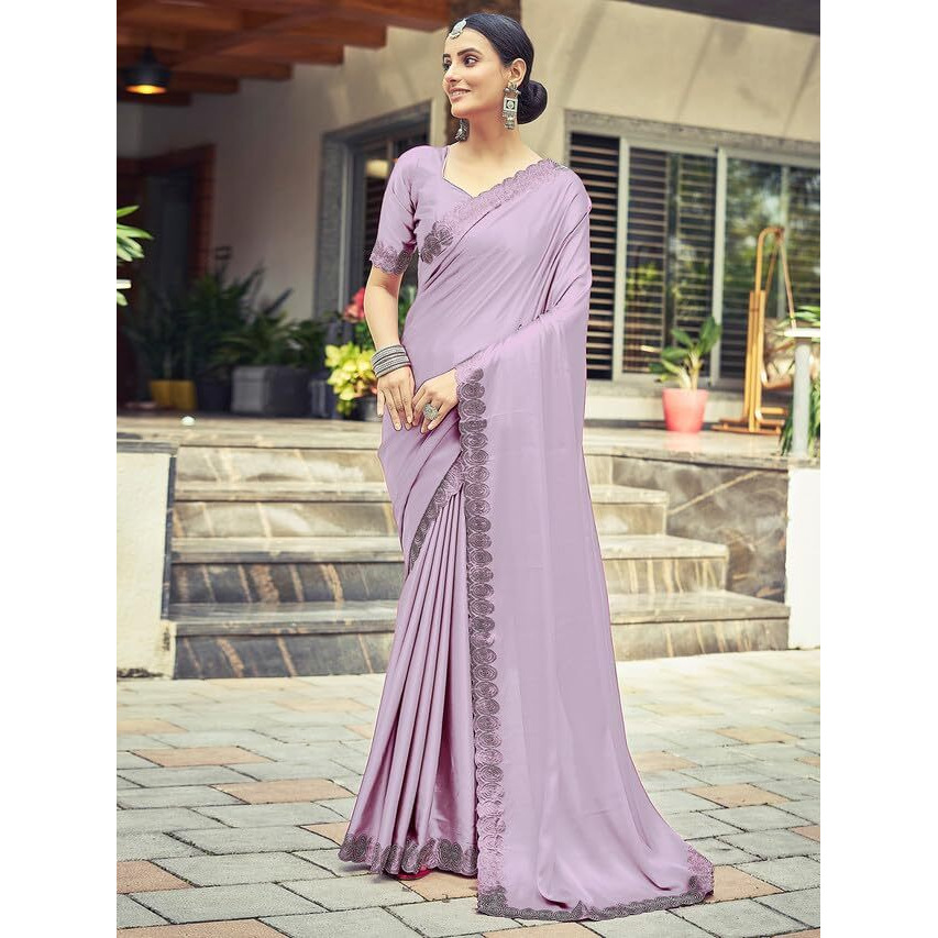 Satrani Womens Silk Saree (3431S283N_Lavender)