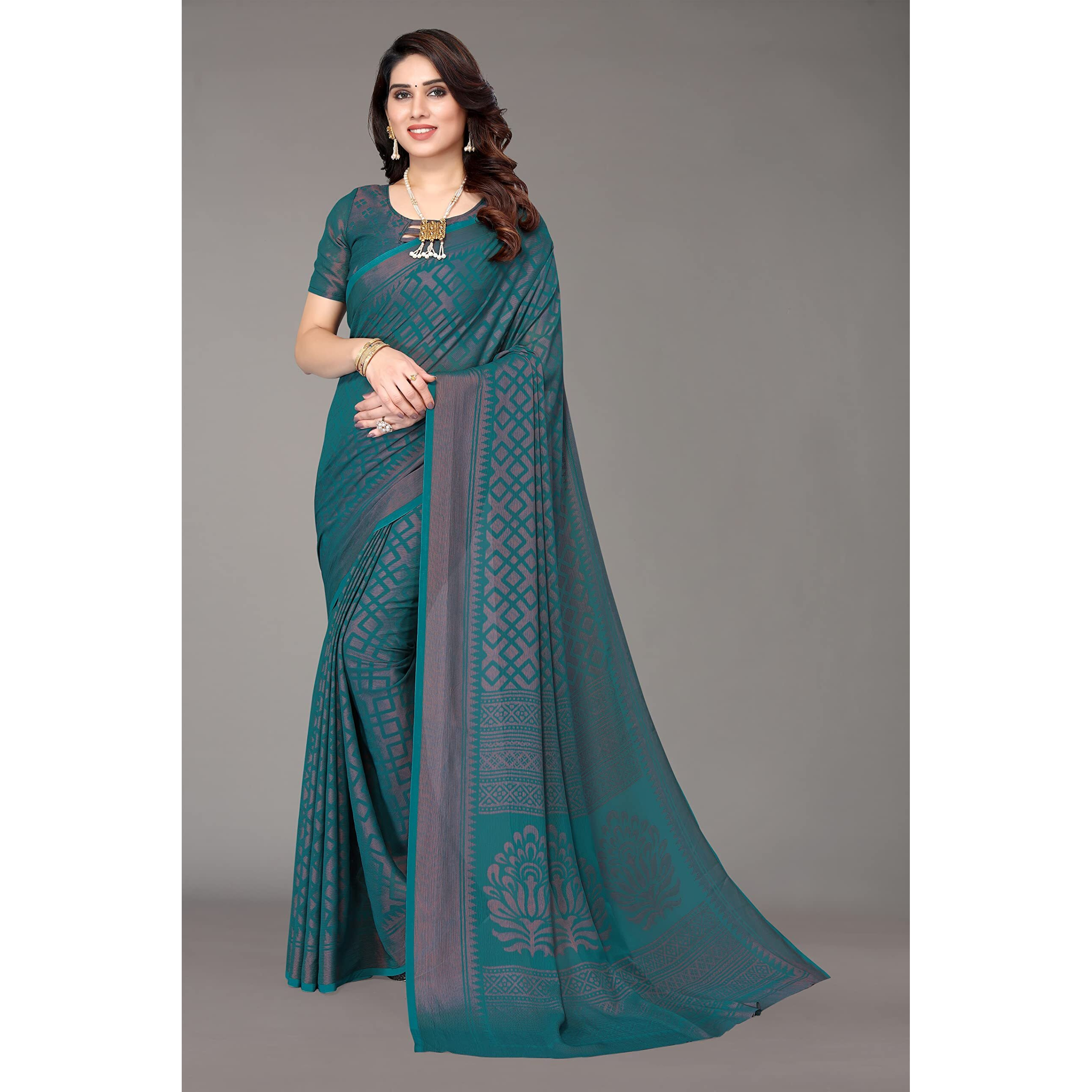 Winza Designer WDP Brasso Bhanu Rama W Plain Chiffon Stylish Saree For Women