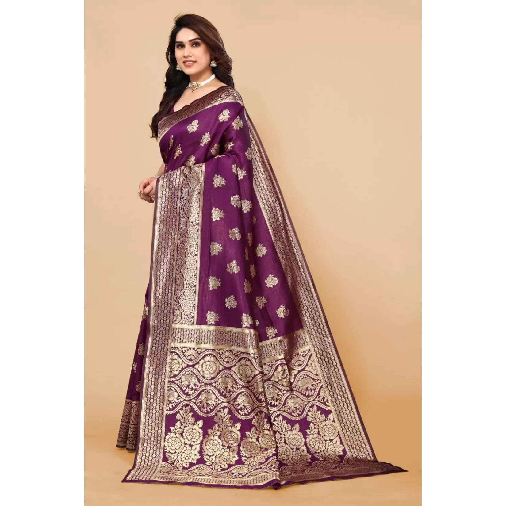 Sugathari Womens Banarasi Saree Pure Kanjivaram Silk Saree Soft new ladies 2023 Design Wear Pattu Sarees Latest Cotton Party Sari collections With Blouse Piece for Wedding sadi (PARI 63 NEW WINE)