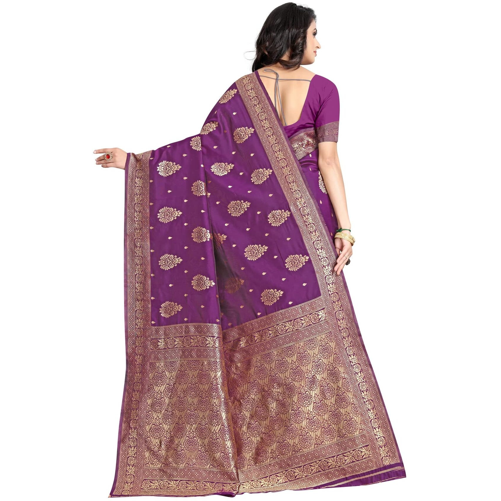 Sugathari Womens Art Silk Purple Kanchipuram Saree (SAN ENGLE 3 PURPLE)