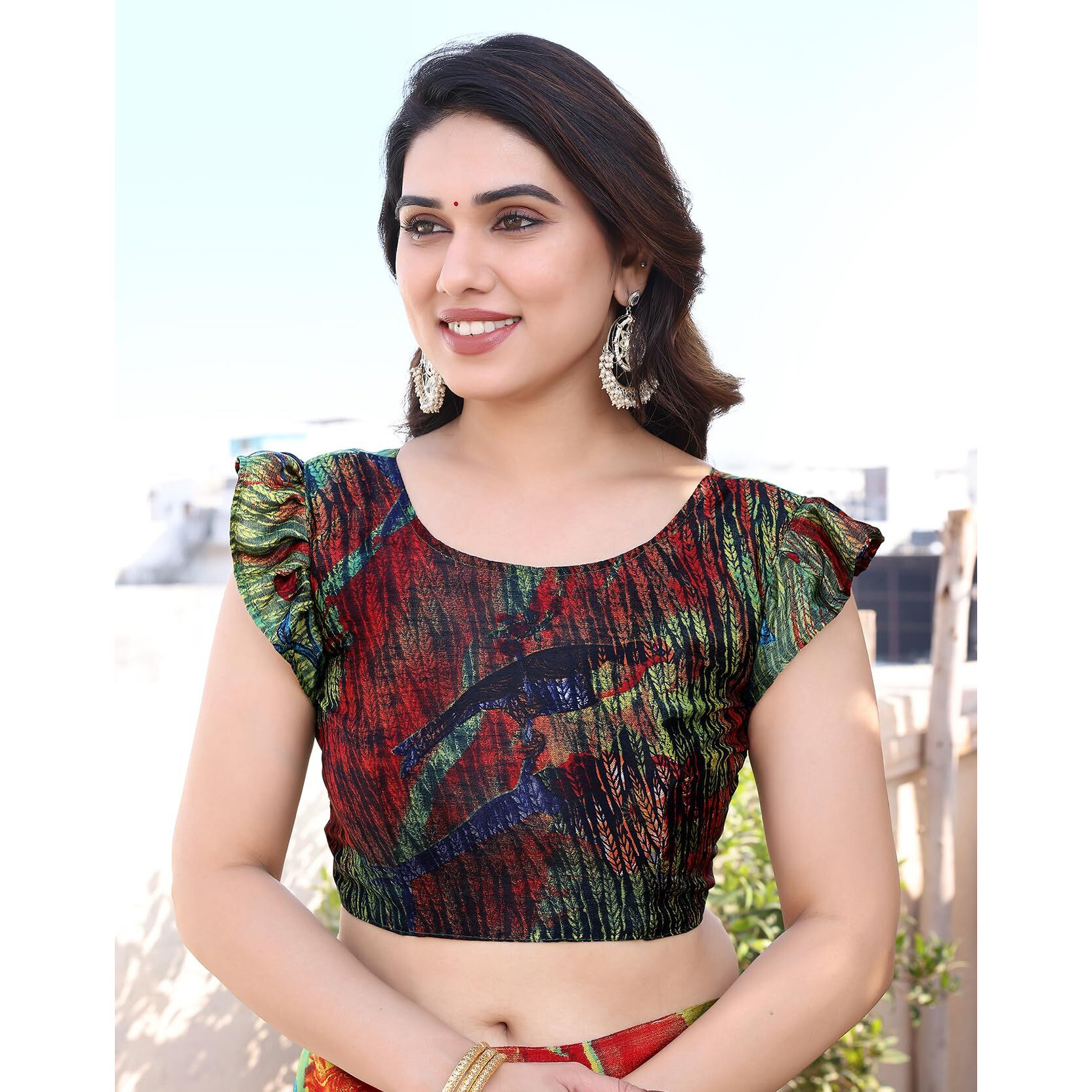 Yashika Womens Elegant Chiffon Saree Ensemble with Blouse Fabric - Embrace Trendy Style in this Exquisite Ethnic Attire (AZ-YS-P1-AASMA RED)