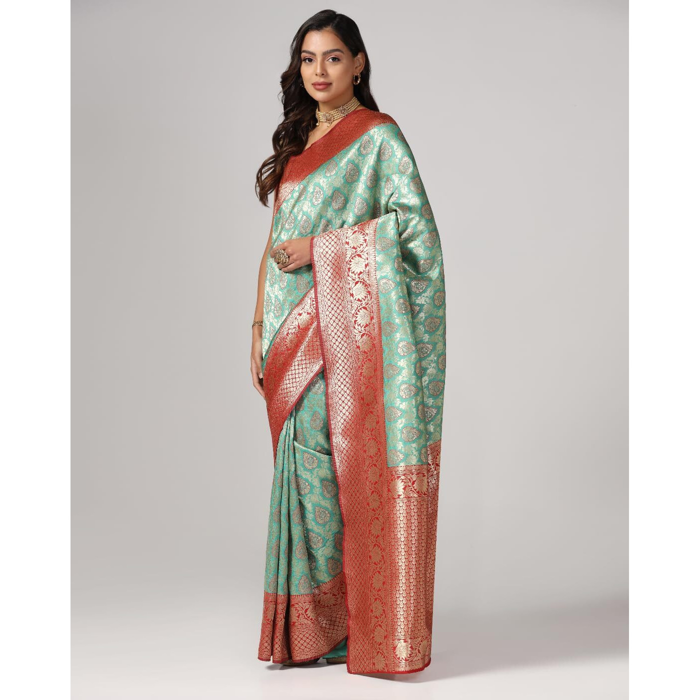 Leriya Fashion Saree for Women | Golden Saree for Women | Cotton Silk Saree for Women | (Light Green)